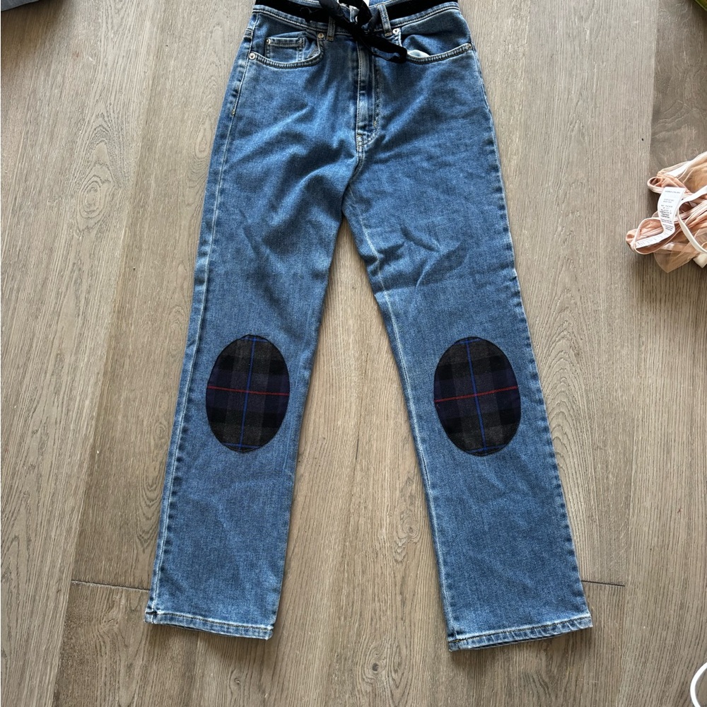 Blue Jeans with Black Patch